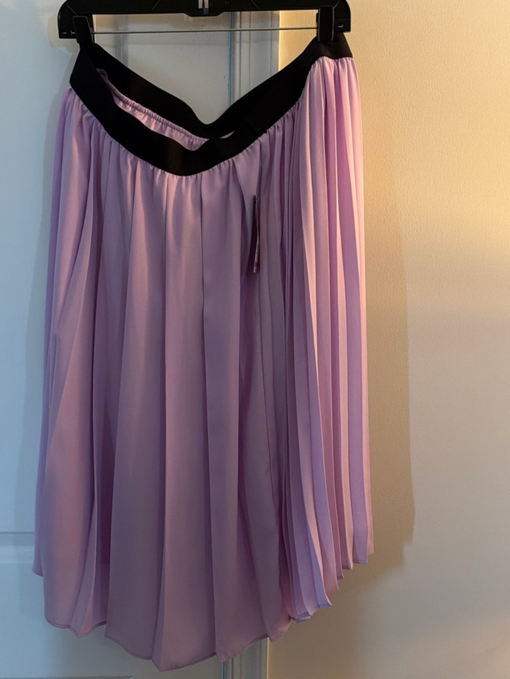 jcpenney Lavender Pleated Skater Skirt with Black Waistband